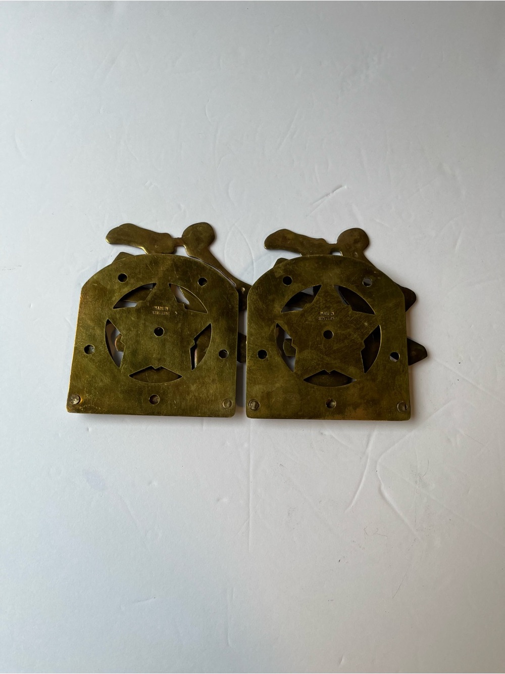 Vintage Solid Brass Bookends Chinese Fu Character Folding bookends - Picture 5 of 14